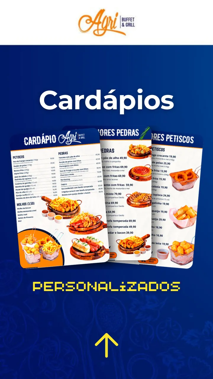 Cardápios personalizados criados para restaurantes